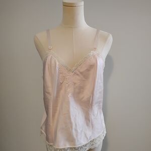 Elegant Pink Lace Trim Chemise